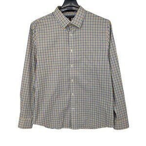 Banana Republic Untucked Slim Fit Gingham Button Up Shirt Non Iron Office Size L